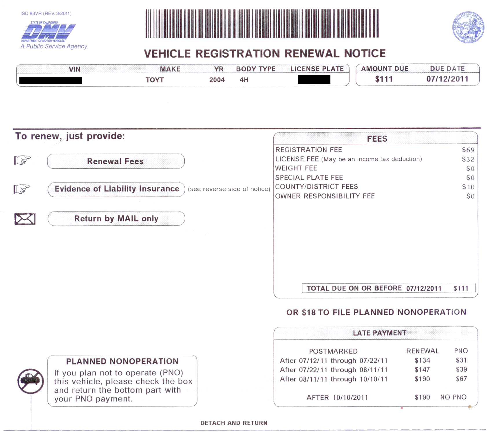 Download free software California Vehicle Registration License Fee