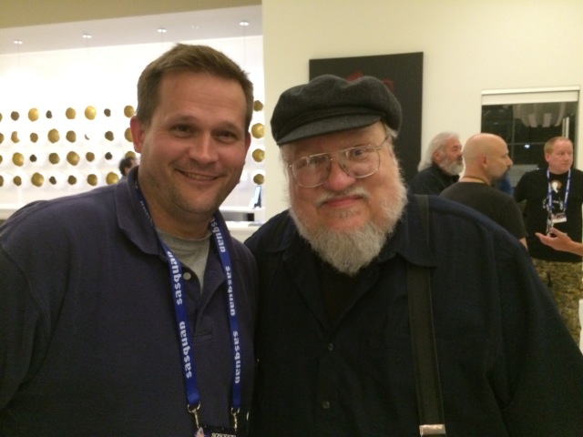 George R.R. Martin poses with some guy he doesn't know from Adam...yet Source: Photo by B. Daniel Blatt